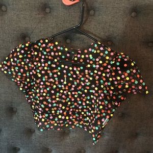Mesh polka dot crop top